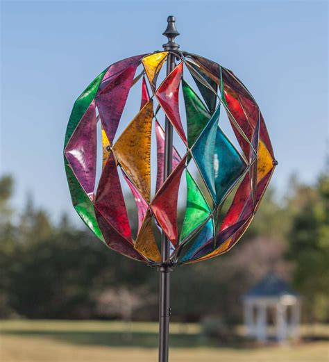 Our Unique Harlequin Ball Wind Spinner Features Pieced Metal Triangles