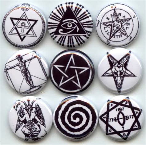 Occult Ancient Symbols Signs Pagan Wicca 9 Pinback 1″ Buttons Badges