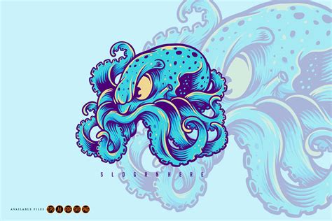 Blue Kraken Logo Octopus Mascot Graphic By Artgrarisstudio Thehungryjpeg
