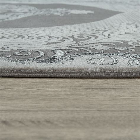 Designer teppich modern wohnzimmer teppiche kurzflor karo meliert grau schwarz. Kurzflor Teppich Barockes Design Grau | teppichmax