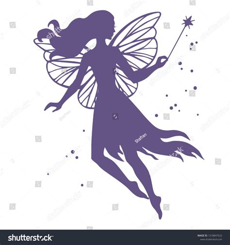 Silhouette Fairy Vector Illustration Isolated On Stock Vector Royalty