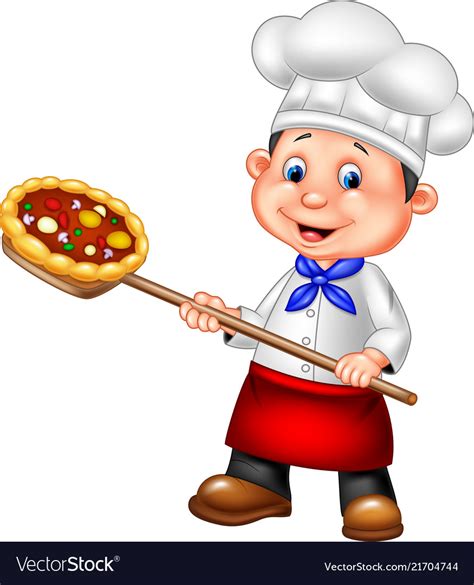 Cartoon Chef Holding Pizza Royalty Free Vector Image