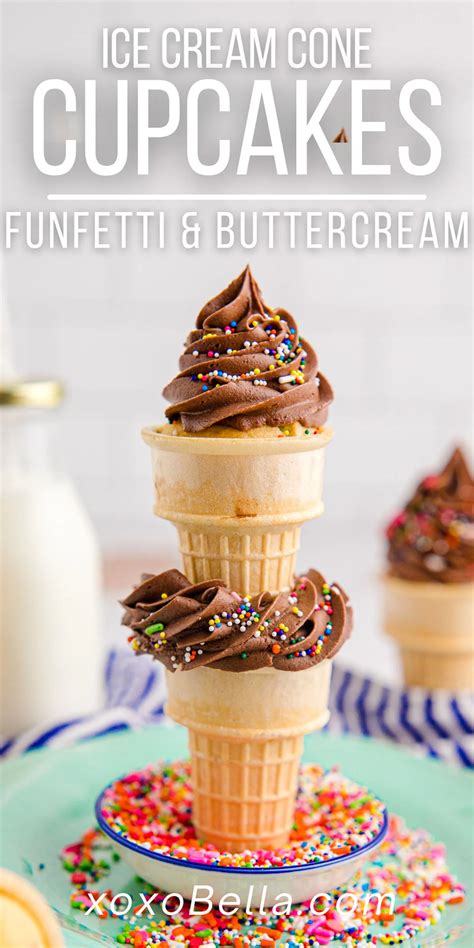 Funfetti And Buttercream Ice Cream Cone Cupcakes Recipe In Cupcake Cones Ice Cream