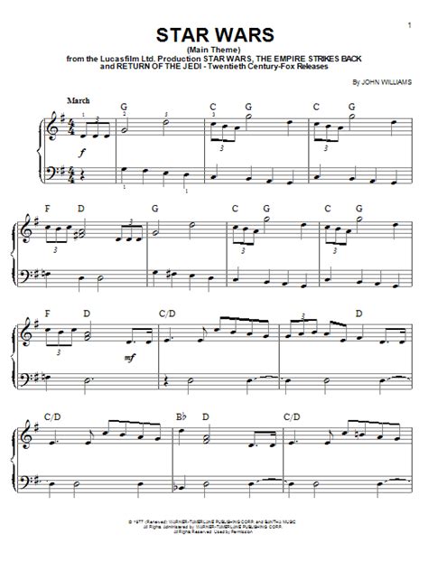 Star Wars Main Theme Sheet Music By John Williams Easy Piano 92632