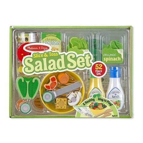 Melissa And Doug Slice Toss Salad Play Food Set With 52 Wooden And Felt