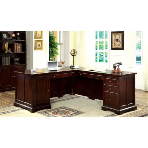 Furniture Of America Klay Transitional L Shaped Executive Desk In