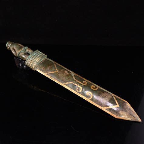 N3015 Vintage Chinese Gilt Gold Hetian Jade Sword Etsy