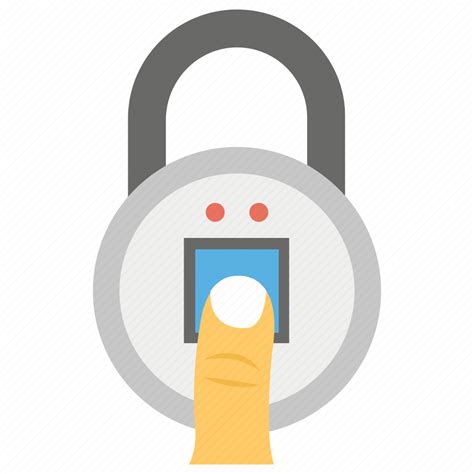 Biometric lock, scanning padlock, security scanning, technological lock, thumb lock icon ...