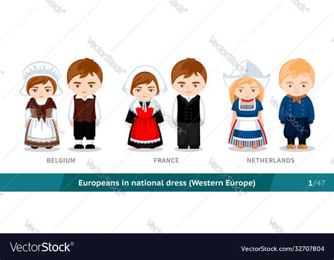 Belgium France Netherlands Men And Women Vector Image