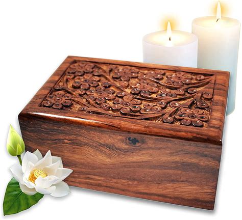 Lindia Artisans Handcrafted Wooden Urn (X-Large Size) Beautiful Unique Tree of Life Rosewood ...