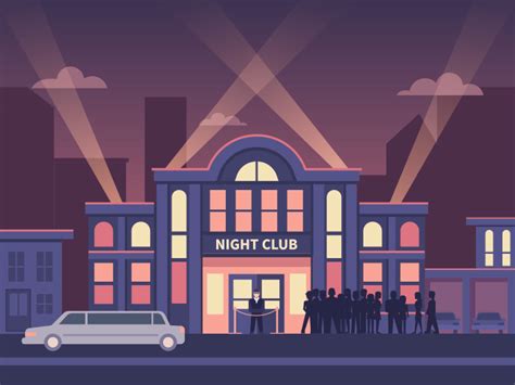 Night Club Building Flat Illustration Kit8
