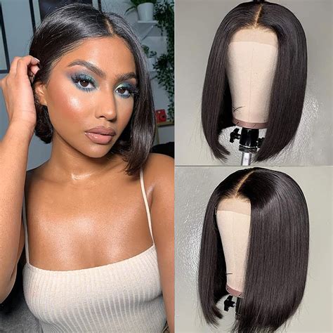 Buy Short Bob Wigs Human Hair Inch Straight Bob Lace Front Wig X Lace Closure Wigs For Black