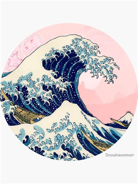 The Great Wave Off Kanagawa Pink Sunset Sticker For Sale By