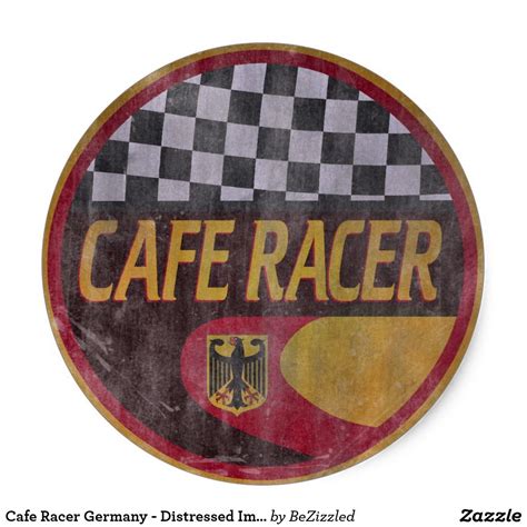 Deck out your calendar with these cute stickers. Cafe Racer Germany - Distressed Image Classic Round ...