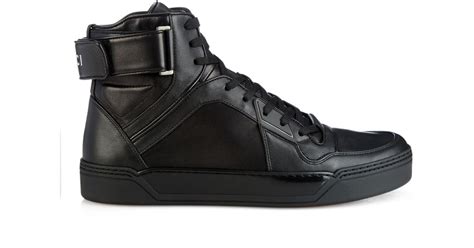 Gucci High Top Leather Sneakers In Black For Men Lyst