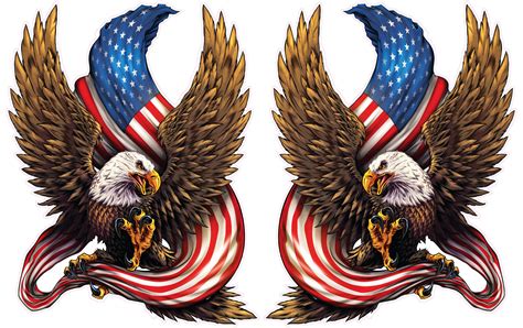 American Bald Eagle American Flag Pair Decal Nostalgia Decals Die Cut