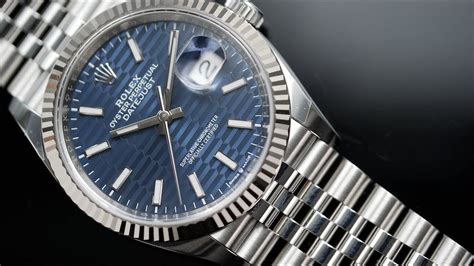 Rolex Datejust 41 White Goldsteel Blue Fluted Motif Index Dial Fluted