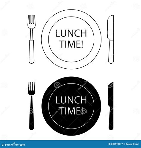 Lunch Time Icon Vector Set Dinner Illustration Sign Collection Have A