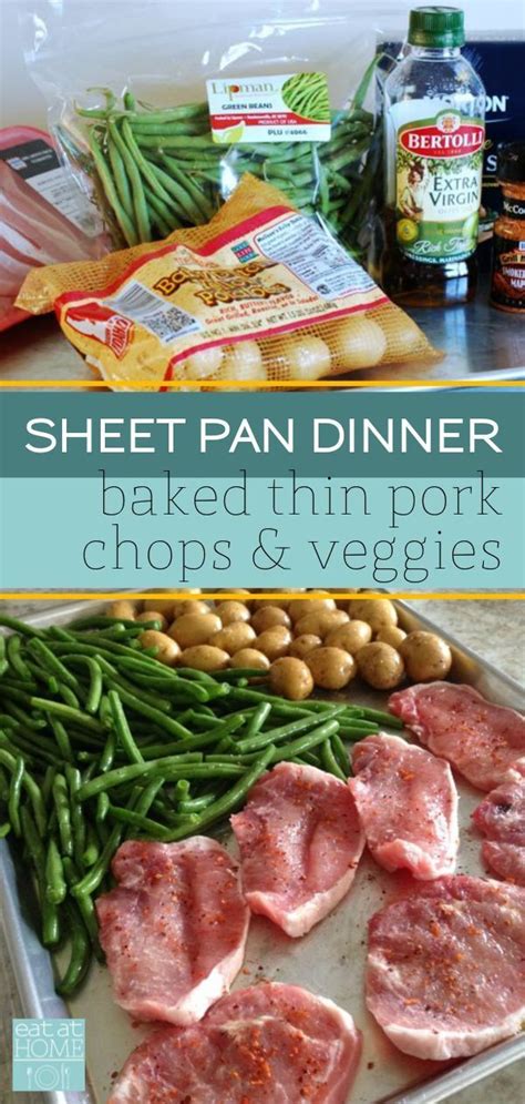 How to bake pork chops. Baked Thin Pork Chops and Veggies Sheet Pan Dinner | Healthy pork chops, Pork chop dinner, Thin ...
