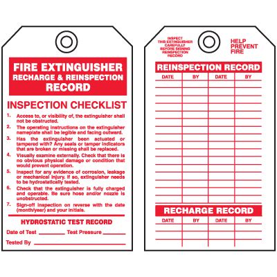 These fires are classified by their fuel source and assigned identifying letters as follows: Fire Extinguisher Tags - Recharge and Reinspection Record ...