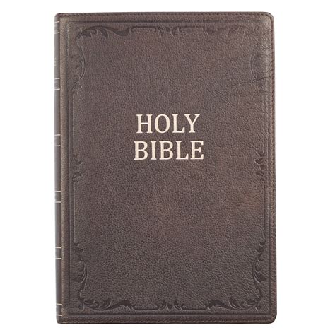 Brown Premium Leather Super Giant Print Bible With Thumb Index Kjv