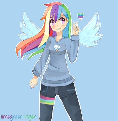 Anime Picture My Little Pony Rainbow Dash Long Hair Single