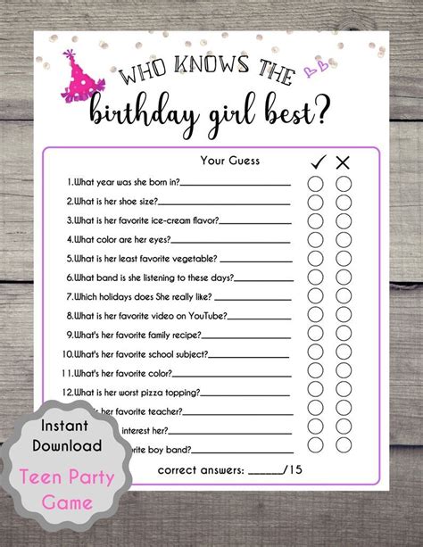 Fun Teen Girls Birthday Game Bundle Slumber Party Games Etsy Teen Girl Birthday Girls