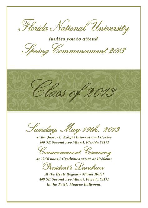 Commencement Ceremony Invitation Florida National University