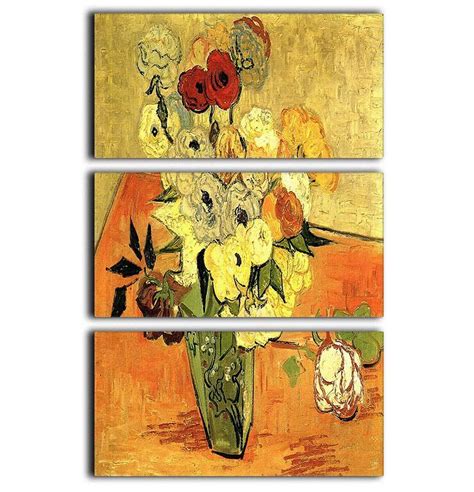 Still Life Japanese Vase With Roses And Anemones By Van Gogh 3 Split