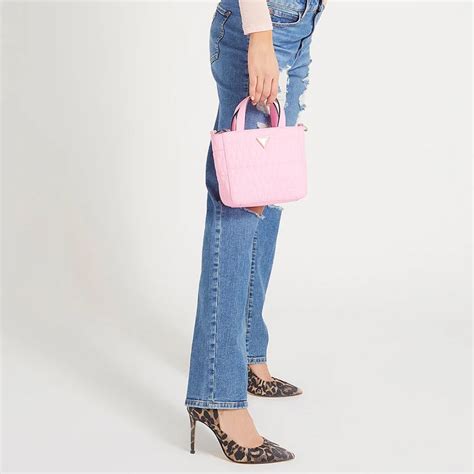 Guess Layla Mini Pink Upholstered Effect Bag