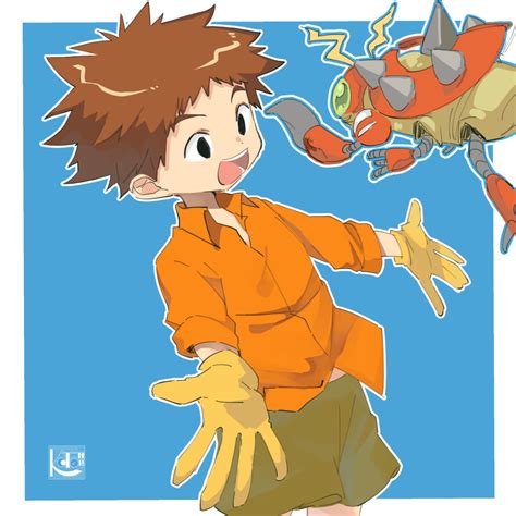 Izumi Koushirou Tentomon Digimon Absurdres Highres Bug Flying