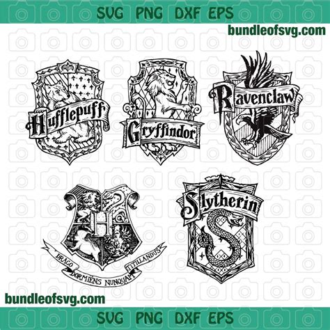 Harry Potter Svg Hogwarts House Badge Logo Gryffindor Slytherin Svg
