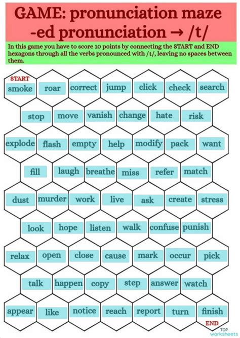Game Pronunciation Of Ed As T Interactive Worksheet Topworksheets