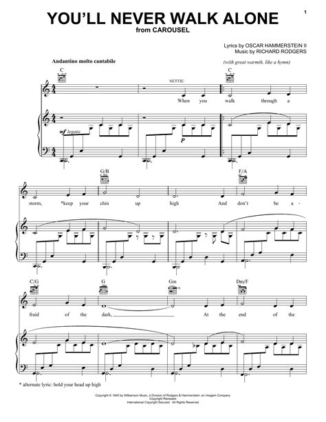 Rodgers And Hammerstein Youll Never Walk Alone From Carousel Sheet