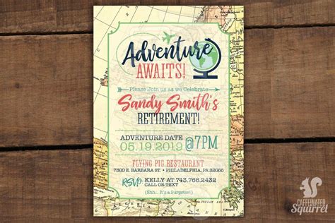 Adventure Awaits Travel Themed Retirement Party Invitations Etsy