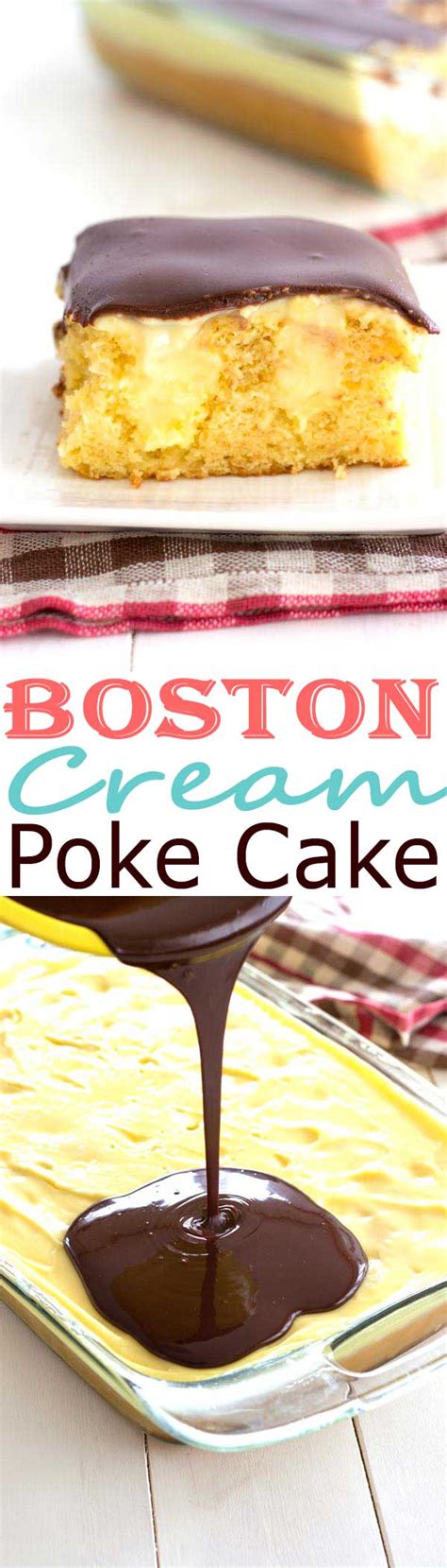 I can't wait to try it! Boston Cream Poke Cake - Kitchen Gidget
