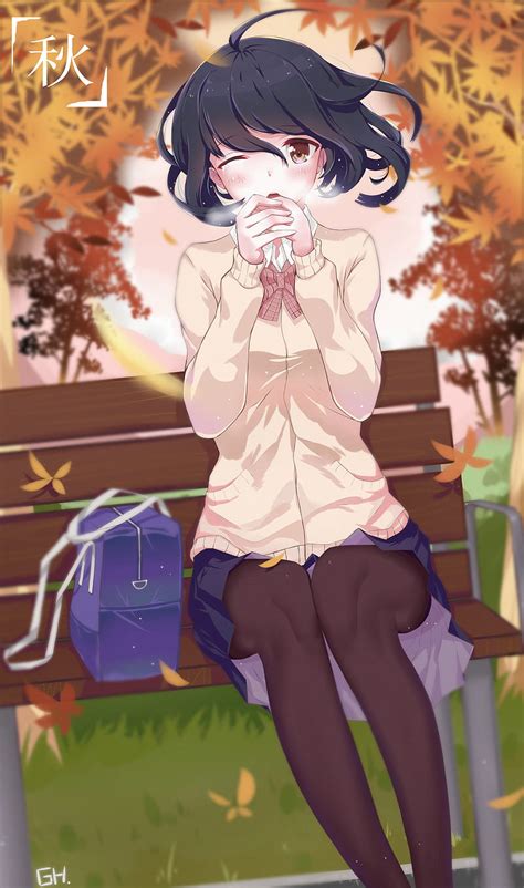 1920x1080px 1080p Free Download Anime Anime Girls Sweater Short Hair Brown Eyes Skirt