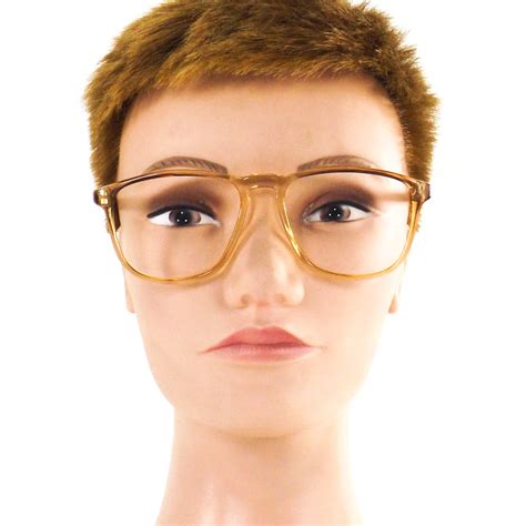 square brown eyeglasses vintage 80s nos eye glasses tan clear etsy