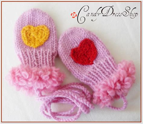 Pink Mittens For Baby Hand Knit Pink Baby Gloves Newborns