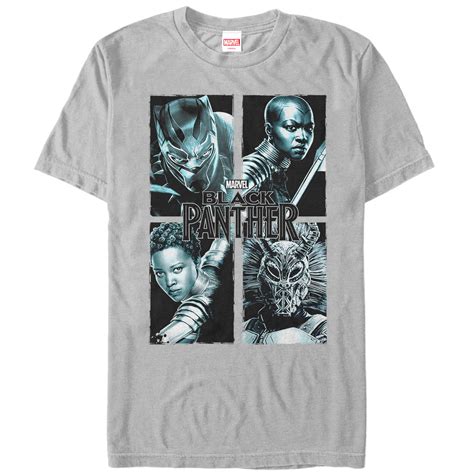 Mens Marvel Black Panther 2018 Character Panel Graphic Tee Silver 2x