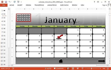 Interactive 2015 Calendar Template For Powerpoint