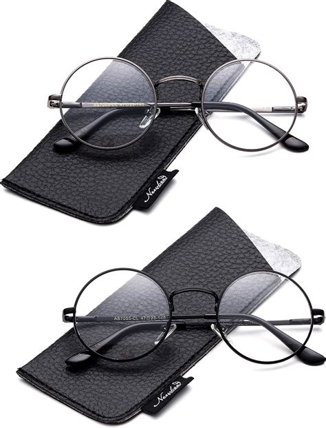quality unisex retro round reading glasses spring hinge stainless steel frame metal