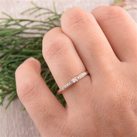 Small Diamond Promise Ring Simple Diamond Ring Unique Etsy