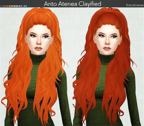 Kot Cat Anto`s Atenea Hair Clayified Sims 4 Hairs