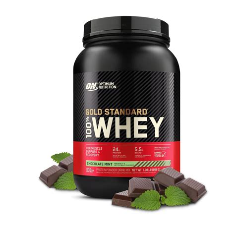 Optimum Nutrition Gold Standard 100% Whey Protein Powder, Chocolate Mint, 24g Protein, 2 Lb ...