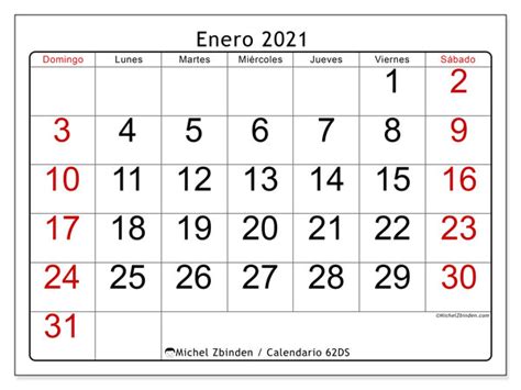 Calendario “62ds” Enero De 2021 Para Imprimir Michel Zbinden Es
