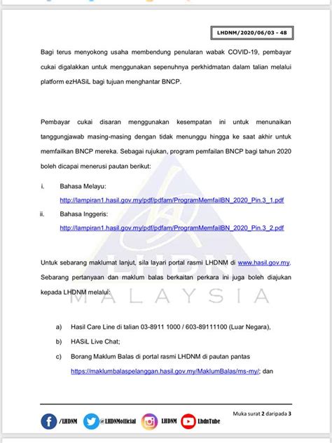 Dalam satu kenyataan rasmi, lembaga hasil dalam negeri malaysia (lhdn) mengumumkan. LHDN lanjutkan tarikh akhir hantar cukai pendapatan ke 30 ...