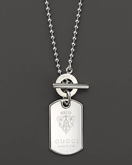 Gucci Sterling Silver Crest Dogtag Necklace 197 In Silver For Men No