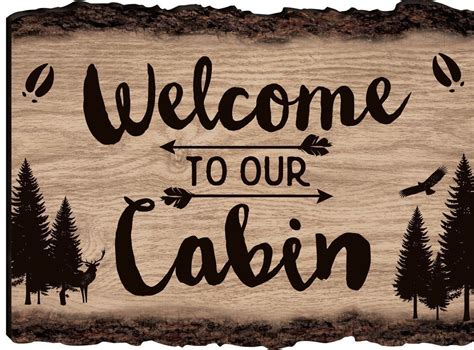 Welcome To Our Cabin Bark Sign Welcome To Our Cabin Wood Bark Wood