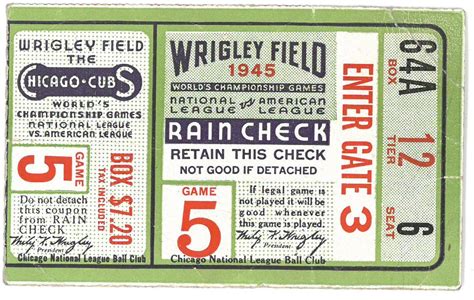 Lot Detail 1945 World Series Ticket From Wrigley Tigers Vs Cubs